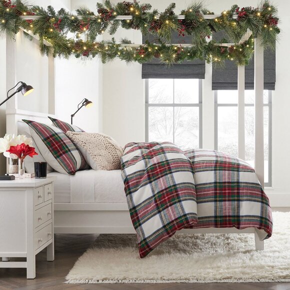 Pottery Barn Stewart Tartan plaid duvet full/Queen NWT - Picture 1 of 4